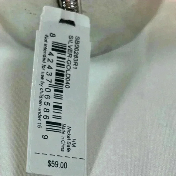 THE SAK SILVER TONED BRACELET‎ GOLD ACCENT HINGED CUFF DISTRESSED NWT - Picture 10 of 10